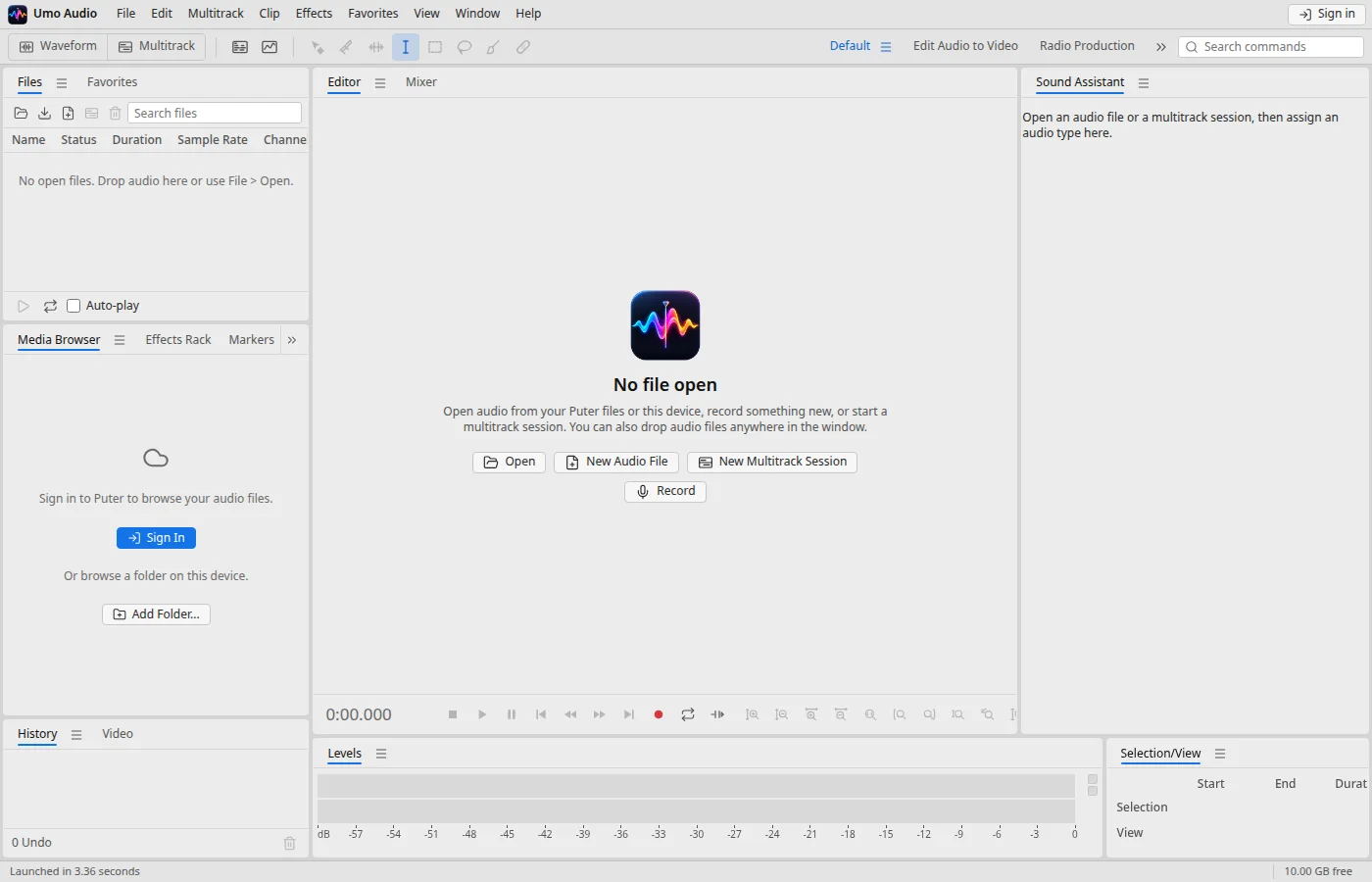 Umo Audio application screen