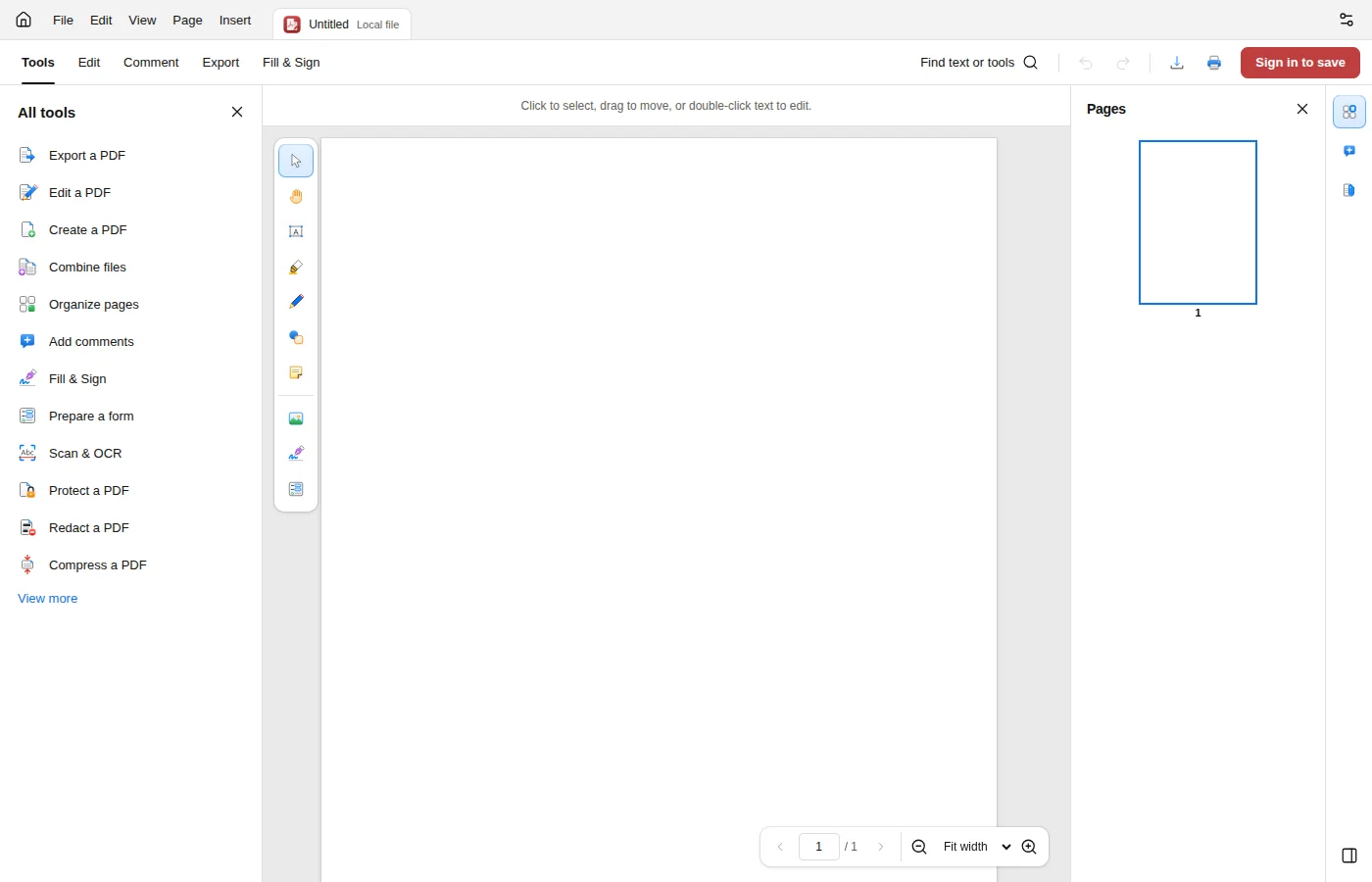 Umo PDF application screen