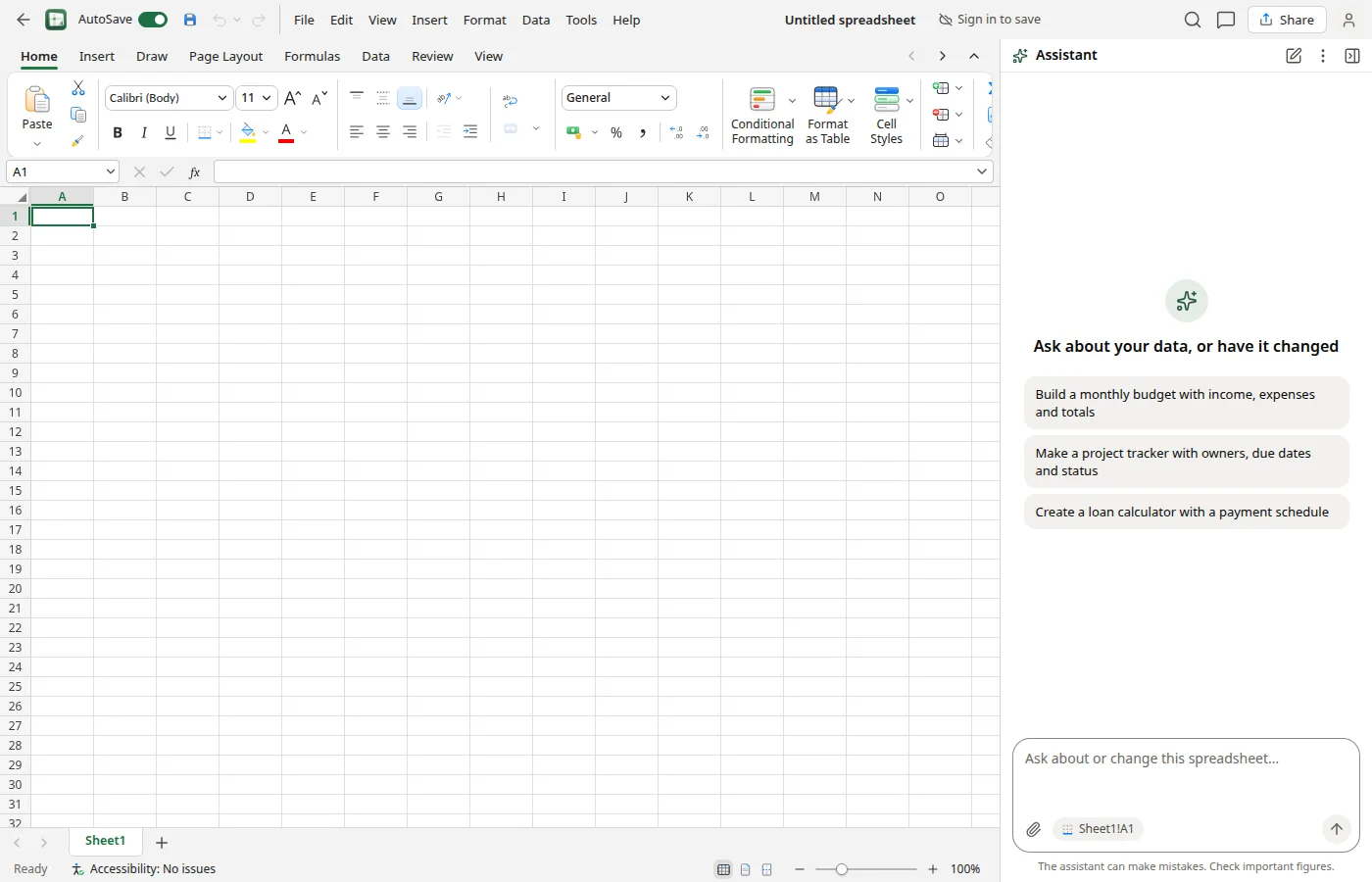 Umo Sheets application screen